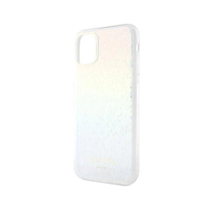iPhone 11 / Xr - įvairiaspalvis Guess IML Faceted Mirror Disco Iridescent dėklas