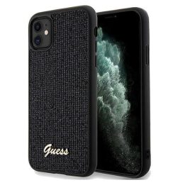 iPhone 11 / Xr - juodas Guess Disco Metal Script dėklas