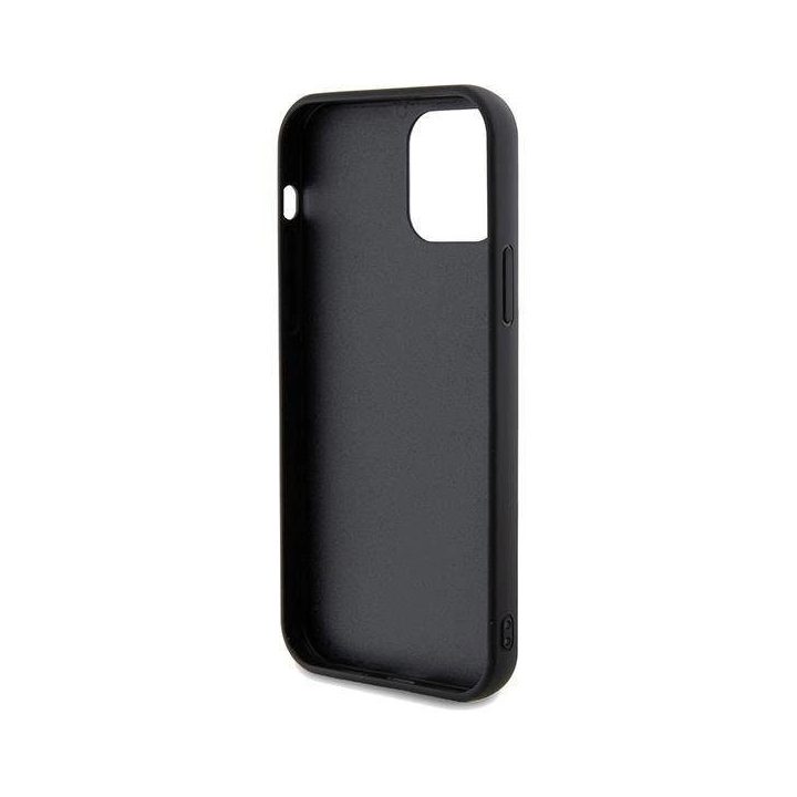 iPhone 12/12 Pro - juodas Guess Sequin Script Metalinis dėklas