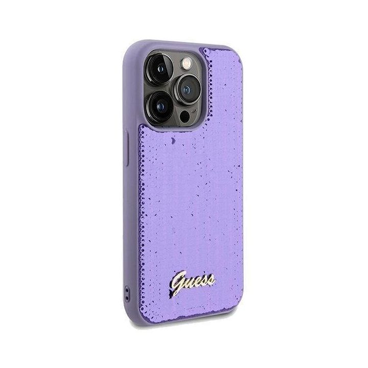 iPhone 13 Pro / 13 - violetinis Guess Sequin Script dėklas