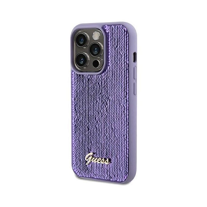 iPhone 13 Pro / 13 - violetinis Guess Sequin Script dėklas