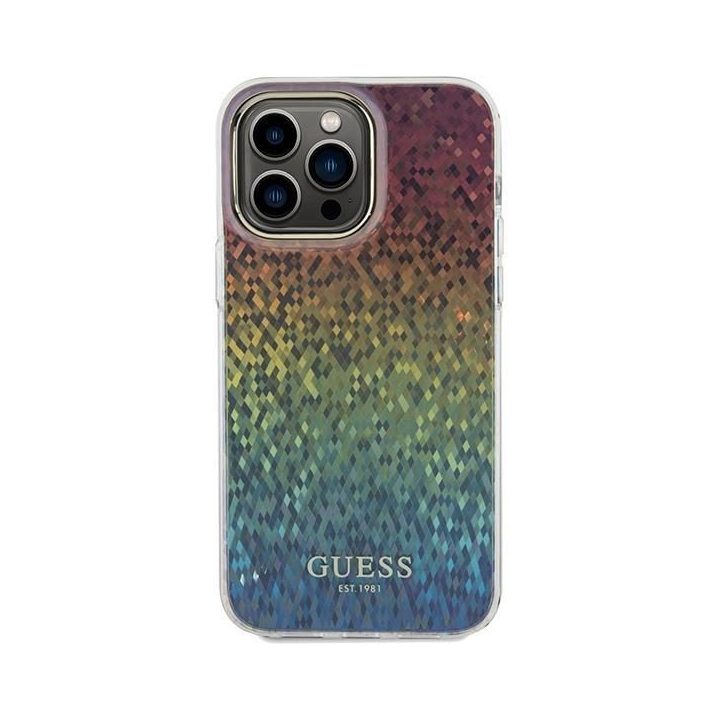 iPhone 13 Pro Max - įvairiaspalvis Guess IML Faceted Mirror Disco Iridescent dėklas