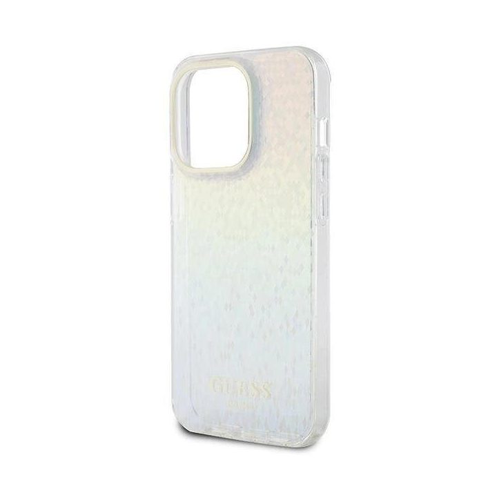 iPhone 14 Pro - įvairiaspalvis Guess IML Faceted Mirror Disco Iridescent dėklas