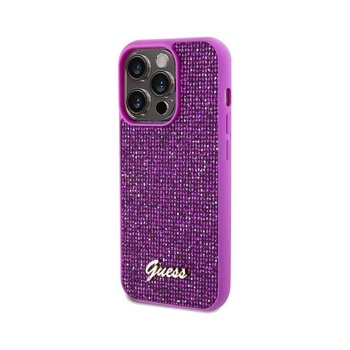 iPhone 14 Pro - fuksija Guess Disco Metal Script dėklas