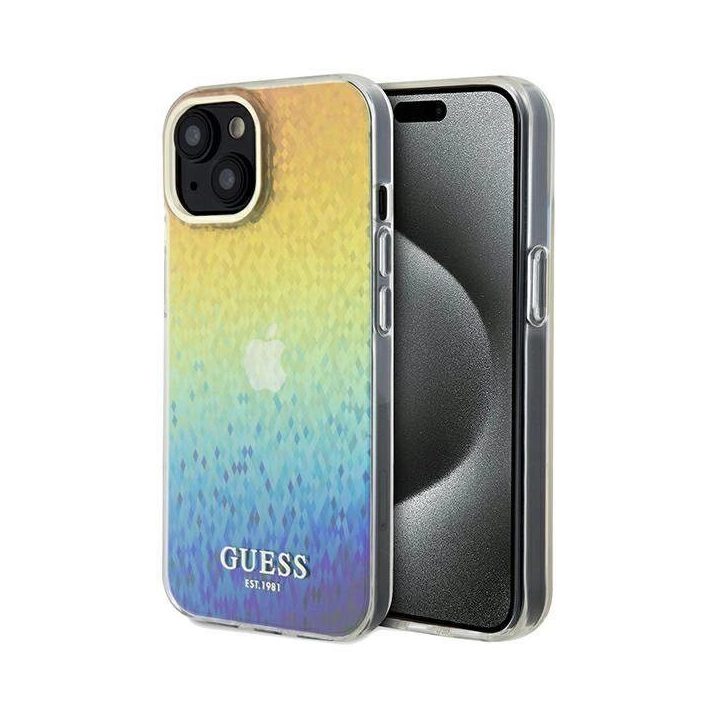 Guess IML Faceted Mirror Disco Iridescent dėklas iPhone 14 / 15 / 13 - įvairiaspalvis