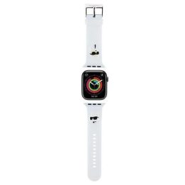 Karl Lagerfeld 3D gumos dirželis Karl&Choupette Heads , skirtas Apple Watch 38/40/41 mm - baltas