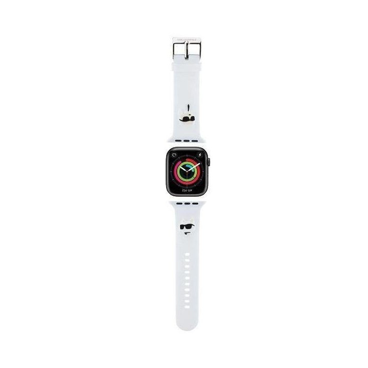Karl Lagerfeld 3D gumos dirželis Karl&Choupette Heads , skirtas Apple Watch 38/40/41 mm - baltas
