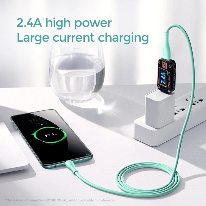 USB - micro USB kabelis 3A 2 m - žalias