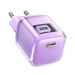 Acefast A53 PD 30W GaN USB-C įkroviklis su ekranu - violetinės spalvos