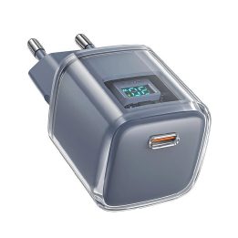 Acefast A53 PD 30W GaN USB-C įkroviklis su ekranu - pilkos spalvos