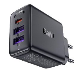 Acefast A57 PD 35W GaN įkroviklis 2 x USB C su 3 prievadais - juodas