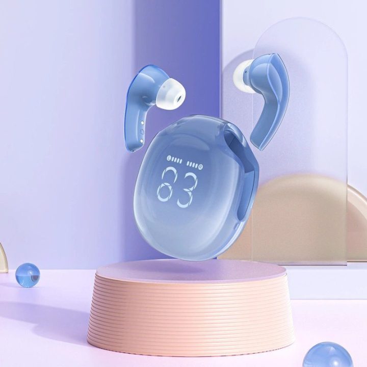 Bluetooth 5.3 belaidės ausinės į ausis - mėlynos