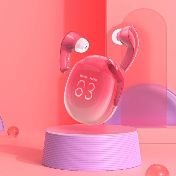 Bluetooth 5.3 belaidės ausinės į ausis - raudonos