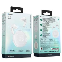 Bluetooth 5.3 belaidės ausinės į ausis - baltos spalvos