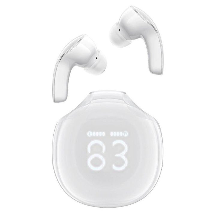 Bluetooth 5.3 belaidės ausinės į ausis - baltos spalvos