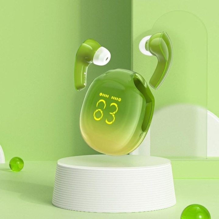 Bluetooth 5.3 belaidės ausinės į ausis - žalios