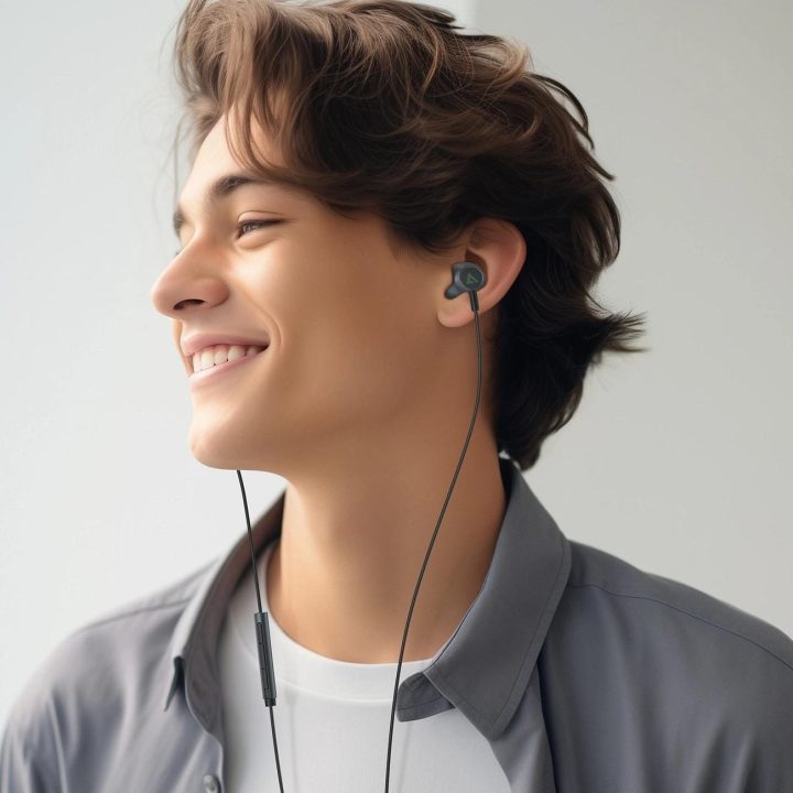 ausinės į ausis su 1,2 m Lightning jungtimi - juodos spalvos