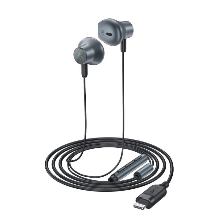ausinės į ausis su 1,2 m Lightning jungtimi - juodos spalvos