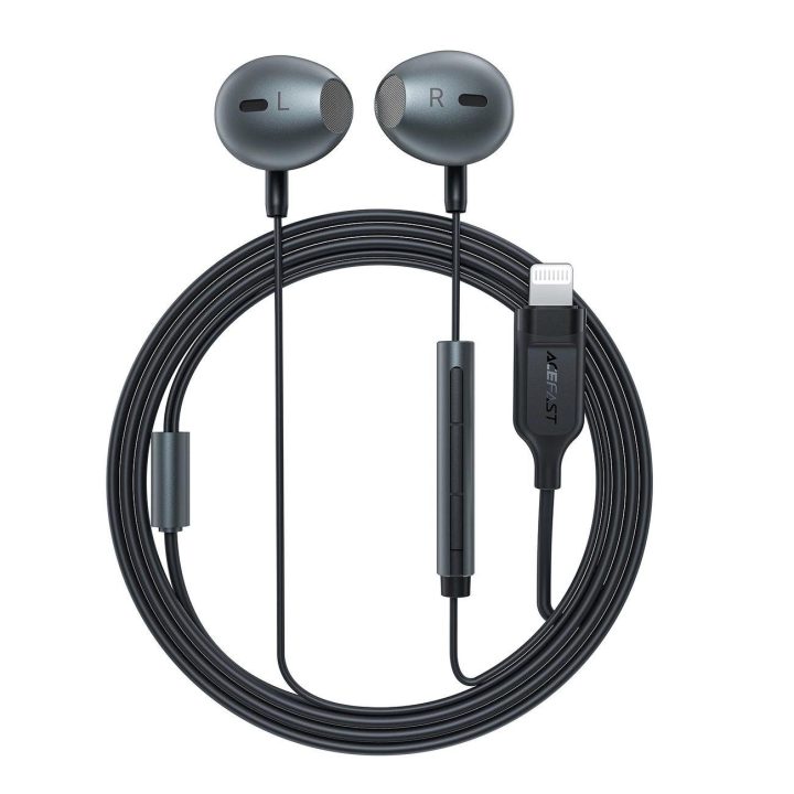 ausinės į ausis su 1,2 m Lightning jungtimi - juodos spalvos