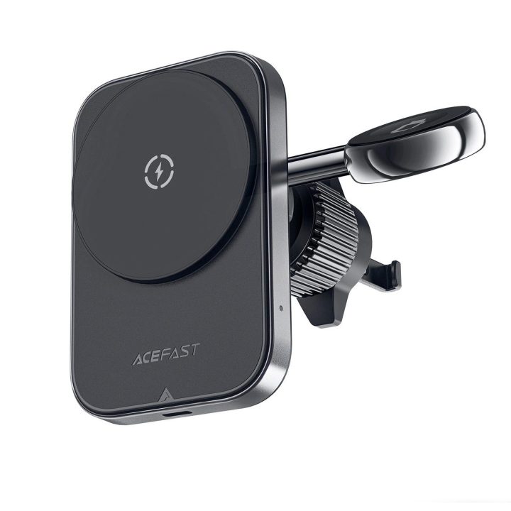 Acefast D18 automobilinis laikiklis su MagSafe / Qi indukciniu įkrovikliu + USB C laidas - juodas