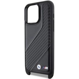 BMW M Edition Carbon Stripe & Strap dėklas iPhone 15 Pro - juodas