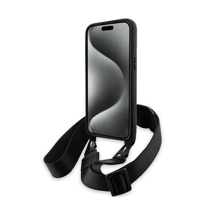 BMW M Edition Carbon Stripe & Strap dėklas iPhone 15 Pro - juodas