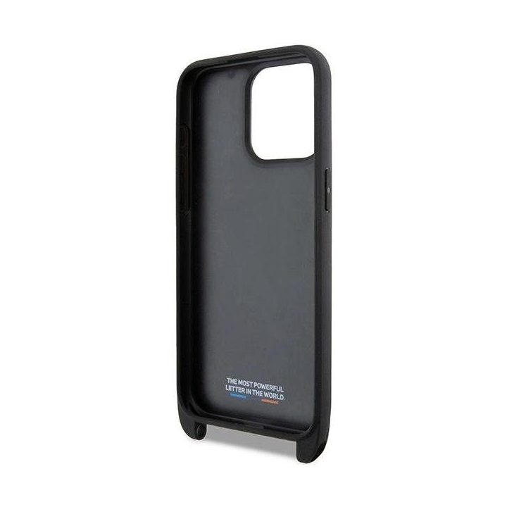 BMW M Edition Carbon Tricolor Lines & Strap dėklas iPhone 15 Pro - juodas