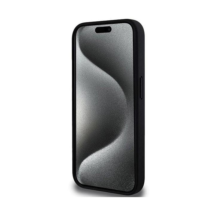 BMW perforuotas Tricolor Line dėklas iPhone 15 Pro - juodas