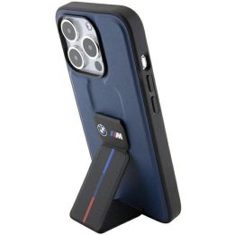 BMW M Grip Stand Bicolor dėklas iPhone 15 Pro - tamsiai mėlynas