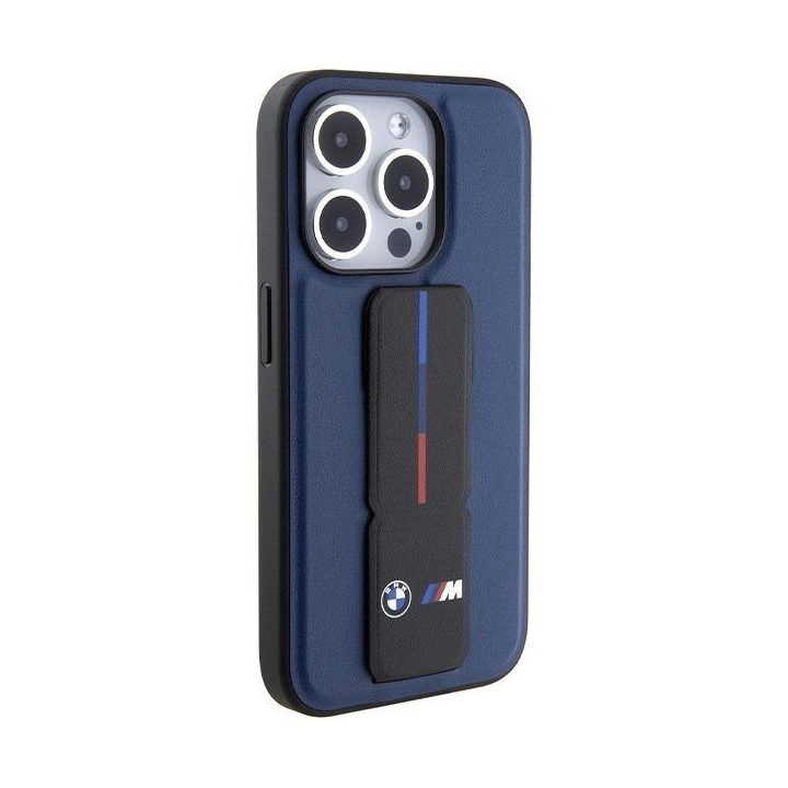 BMW M Grip Stand Bicolor dėklas iPhone 15 Pro - tamsiai mėlynas