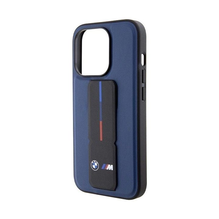 BMW M Grip Stand Bicolor dėklas iPhone 15 Pro - tamsiai mėlynas