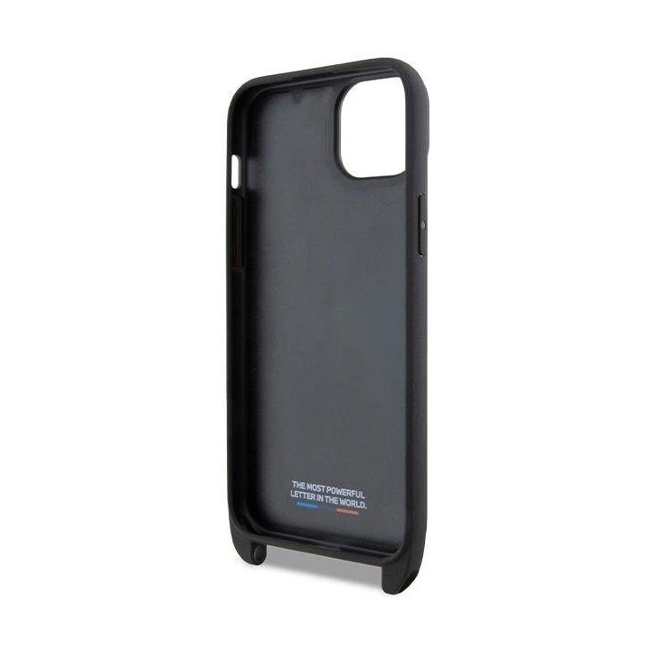 BMW M Edition Carbon Stripe & Strap dėklas iPhone 15 Plus / 14 Plus - juodas