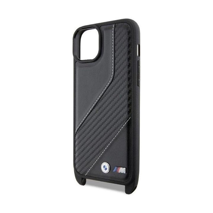 BMW M Edition Carbon Stripe & Strap dėklas iPhone 15 Plus / 14 Plus - juodas