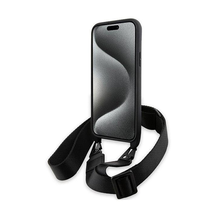 BMW M Edition Carbon Tricolor Lines & Strap dėklas iPhone 15 Plus / 14 Plus - juodas