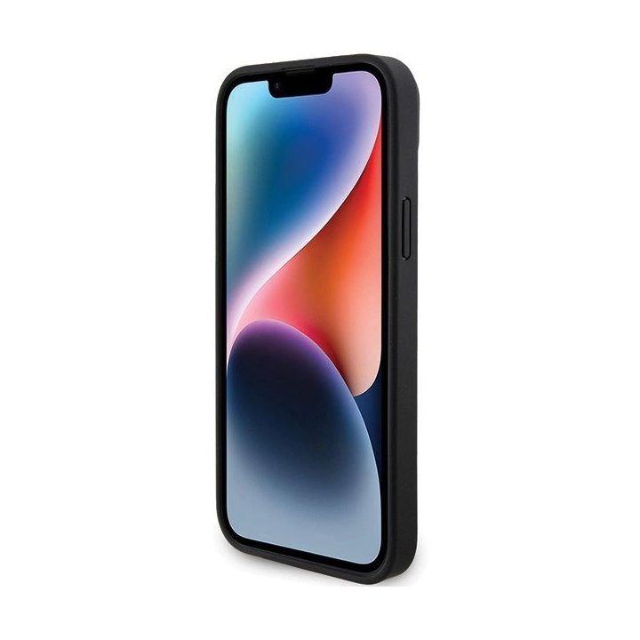 BMW perforuotas Tricolor Line dėklas iPhone 15 Plus / 14 Plus - juodas