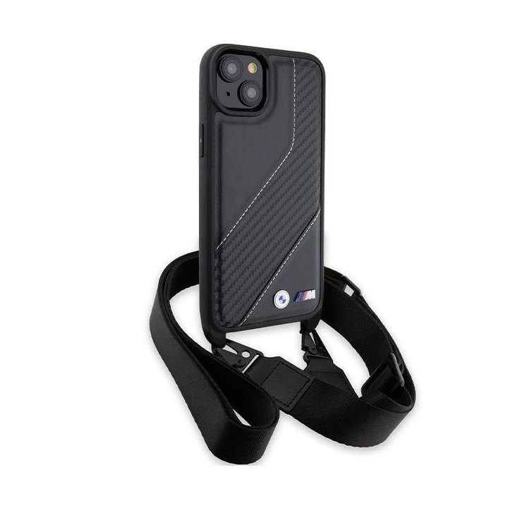 BMW M Edition Carbon Stripe & Strap dėklas iPhone 15 / 14 / 13 - juodas