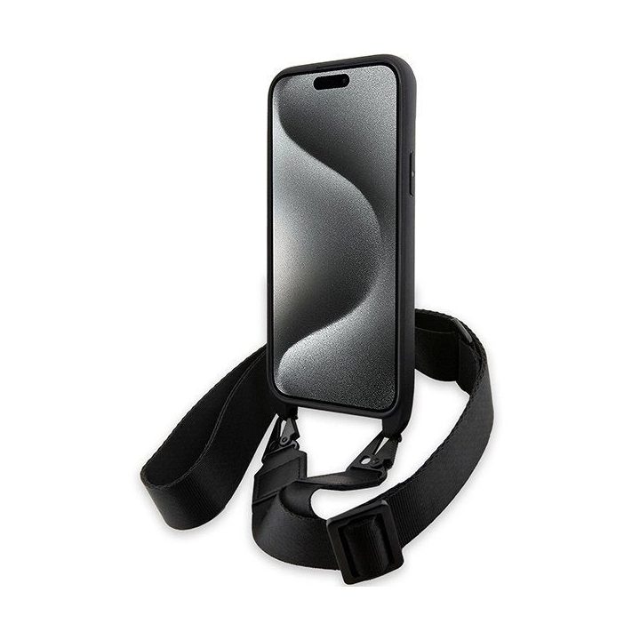 BMW M Edition Carbon Tricolor Lines & Strap dėklas iPhone 15 / 14 / 13 - juodas