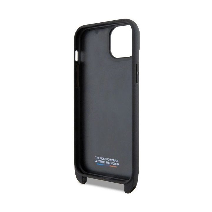 BMW M Edition Carbon Tricolor Lines & Strap dėklas iPhone 15 / 14 / 13 - juodas