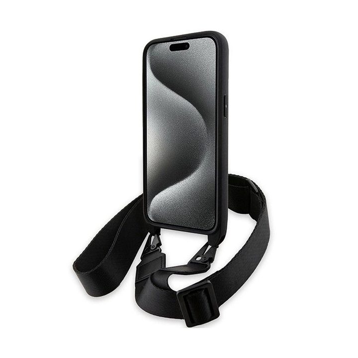 BMW M Edition Carbon Tricolor Lines & Strap dėklas iPhone 15 Pro Max - juodas