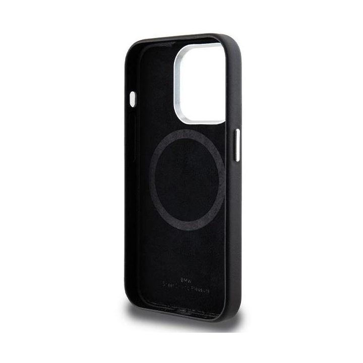 BMW Signature Wrapped Metal MagSafe dėklas iPhone 14 Pro - juodas