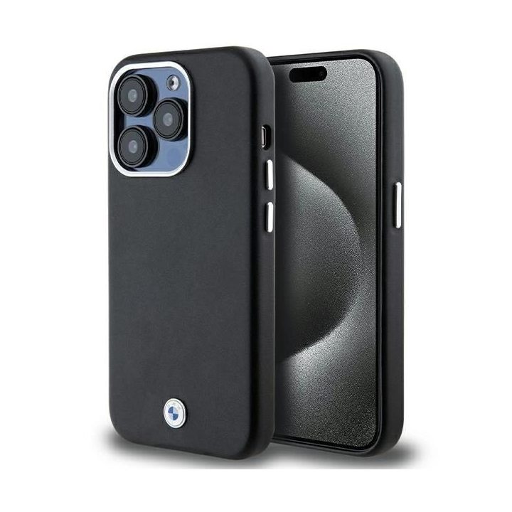 BMW Signature Wrapped Metal MagSafe dėklas iPhone 14 Pro Max - juodas