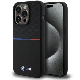 BMW M silikoninis MagSafe dėklas iPhone 15 Pro - juodas