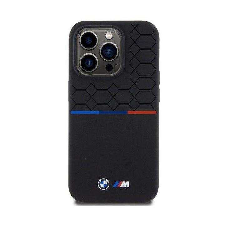 BMW M silikoninis MagSafe dėklas iPhone 15 Pro - juodas