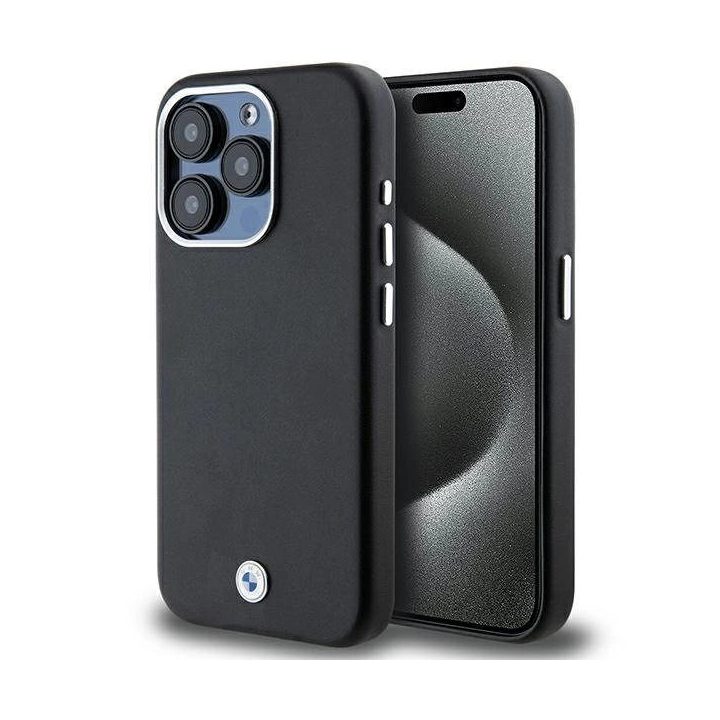 BMW Signature Wrapped Metal MagSafe dėklas iPhone 15 Pro - juodas