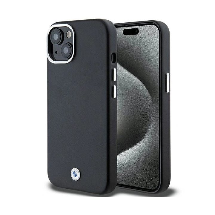 BMW Signature Wrapped Metal MagSafe dėklas iPhone 15 Plus / 14 Plus - juodas