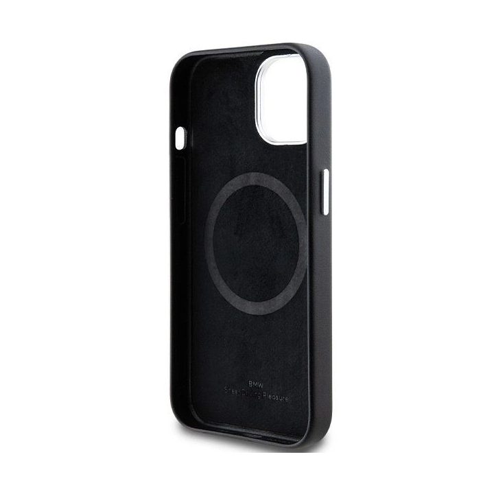 BMW Signature Wrapped Metal MagSafe dėklas iPhone 15 Plus / 14 Plus - juodas