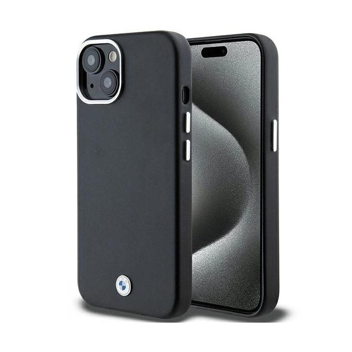 BMW parašu aptrauktas metalinis MagSafe dėklas iPhone 15/14/13 - juodas