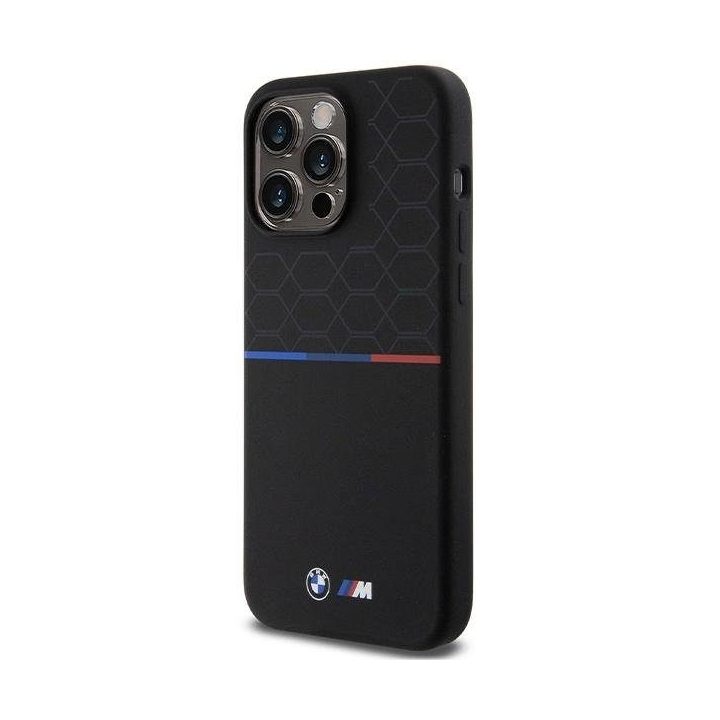 BMW M silikoninis MagSafe dėklas iPhone 15 Pro Max - juodas