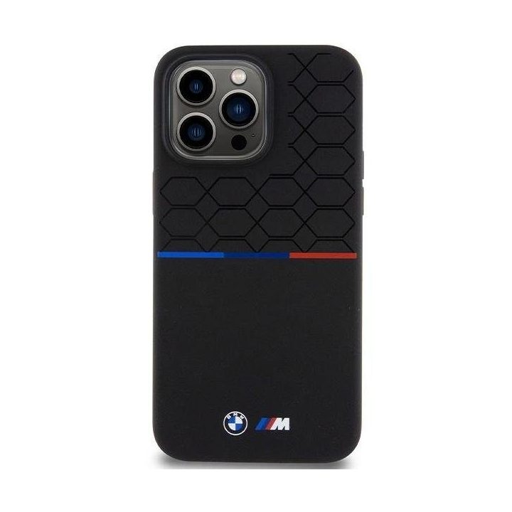BMW M silikoninis MagSafe dėklas iPhone 15 Pro Max - juodas