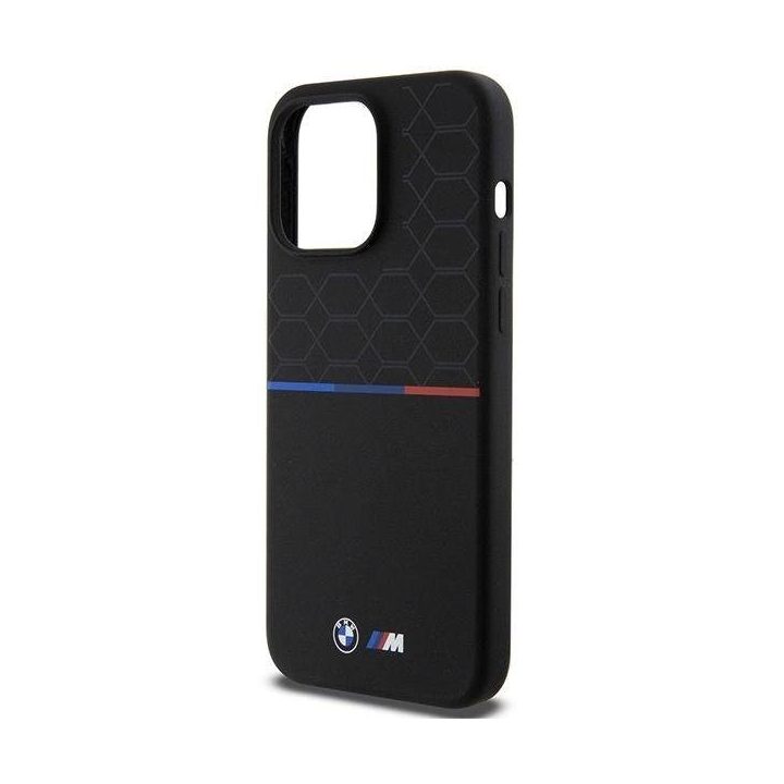 BMW M silikoninis MagSafe dėklas iPhone 15 Pro Max - juodas